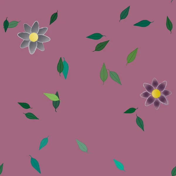 Flores Con Hojas Fondo Sin Costuras Ilustración Vectorial — Vector de stock