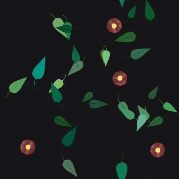 Flores Con Hojas Fondo Sin Costuras Ilustración Vectorial — Vector de stock