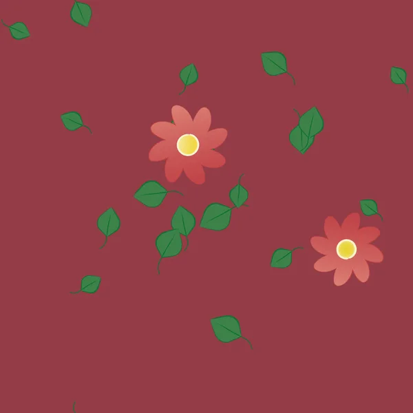 Flores Con Hojas Fondo Sin Costuras Ilustración Vectorial — Vector de stock