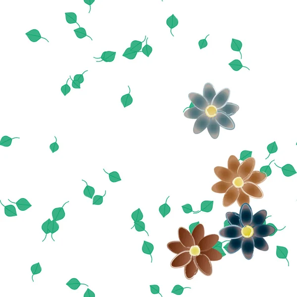 Fleurs Avec Feuilles Fond Sans Couture Illustration Vectorielle — Image vectorielle