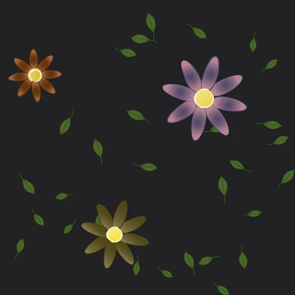 Flores Con Hojas Fondo Sin Costuras Ilustración Vectorial — Archivo Imágenes Vectoriales