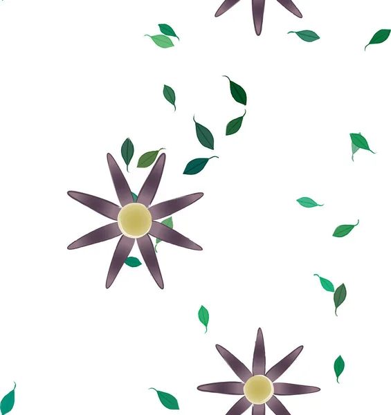 Fleurs Abstraites Avec Des Feuilles Vertes Motif Sans Couture Illustration — Image vectorielle