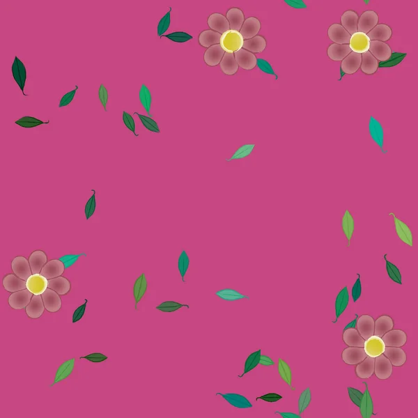 Fleurs Avec Feuilles Fond Sans Couture Illustration Vectorielle — Image vectorielle