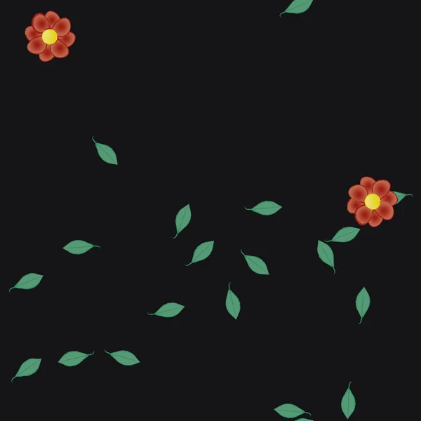 Flores Con Hojas Fondo Sin Costuras Ilustración Vectorial — Vector de stock