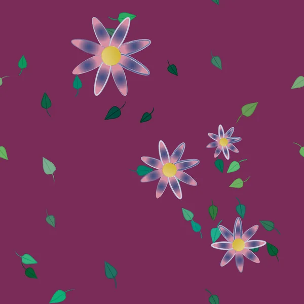 Flores Con Hojas Fondo Sin Costuras Ilustración Vectorial — Vector de stock