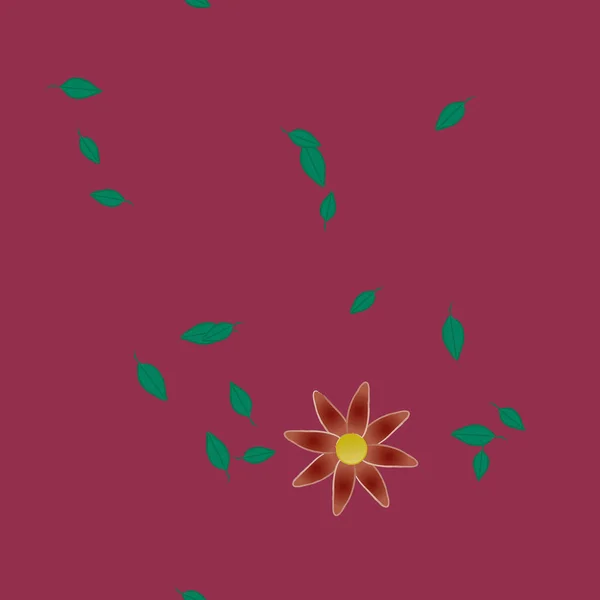 Flores Abstractas Con Hojas Verdes Patrón Sin Costura Ilustración Vectorial — Archivo Imágenes Vectoriales