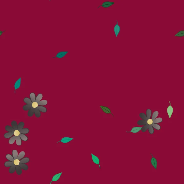 Fleurs Abstraites Avec Des Feuilles Vertes Motif Sans Couture Illustration — Image vectorielle