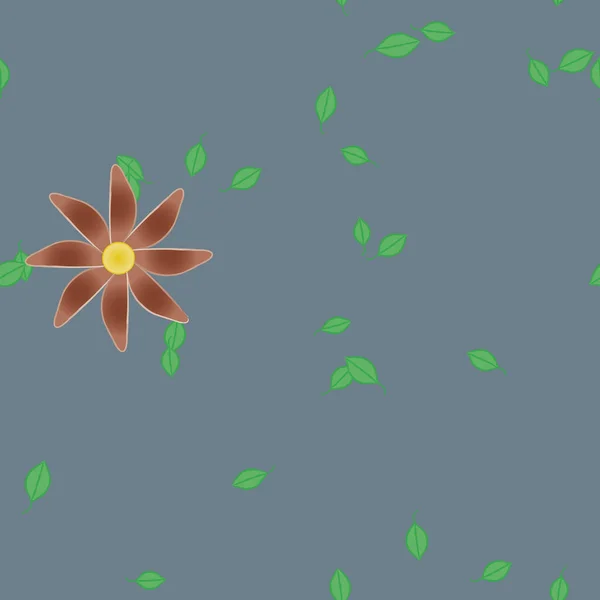 Flores Abstractas Con Hojas Verdes Patrón Sin Costura Ilustración Vectorial — Vector de stock