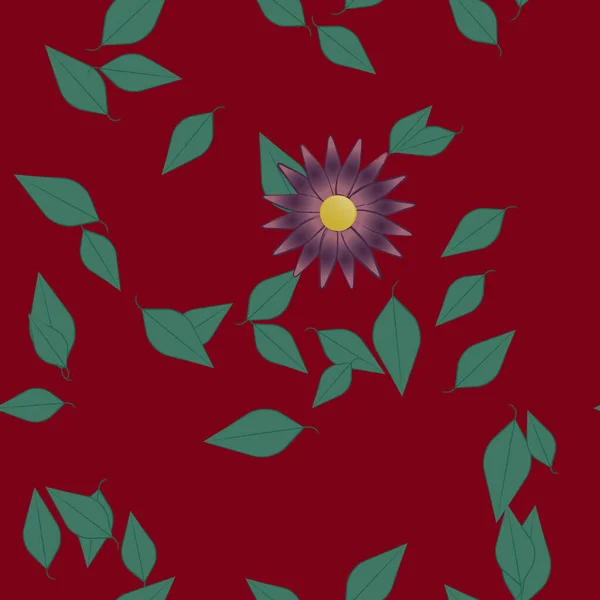 Flores Con Hojas Fondo Sin Costuras Ilustración Vectorial — Vector de stock