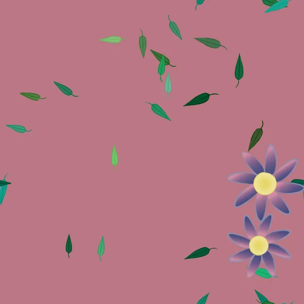 Fleurs Avec Feuilles Fond Sans Couture Illustration Vectorielle — Image vectorielle