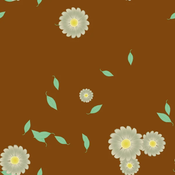 Flores Con Hojas Fondo Sin Costuras Ilustración Vectorial — Vector de stock