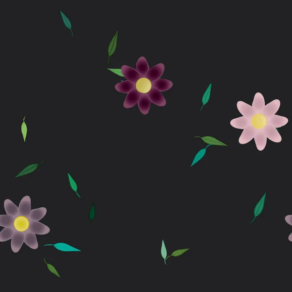 Flores Con Hojas Fondo Sin Costuras Ilustración Vectorial — Vector de stock