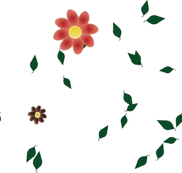 Blumen Mit Blättern Nahtloser Hintergrund Vektorillustration — Stockvektor