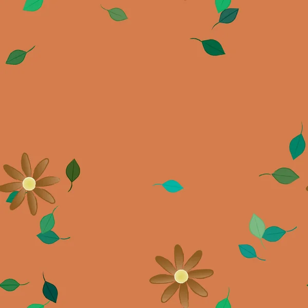 Fleurs Avec Feuilles Fond Sans Couture Illustration Vectorielle — Image vectorielle