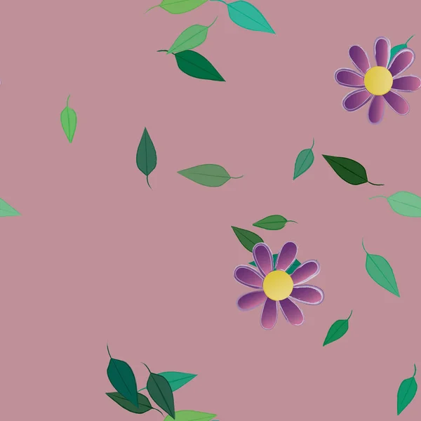 Blumen Mit Blättern Nahtloser Hintergrund Vektorillustration — Stockvektor