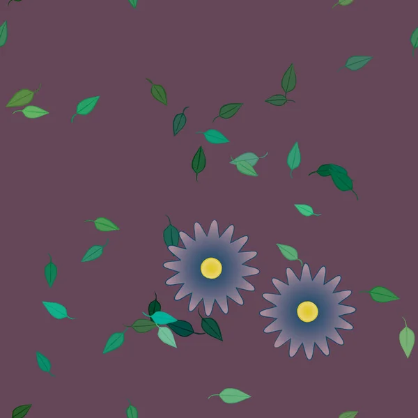 Fleurs Avec Feuilles Fond Sans Couture Illustration Vectorielle — Image vectorielle