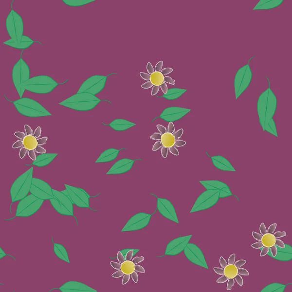 Fleurs Avec Feuilles Fond Sans Couture Illustration Vectorielle — Image vectorielle