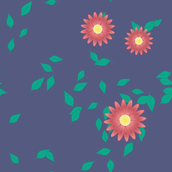 Flores Con Hojas Fondo Sin Costuras Ilustración Vectorial — Vector de stock