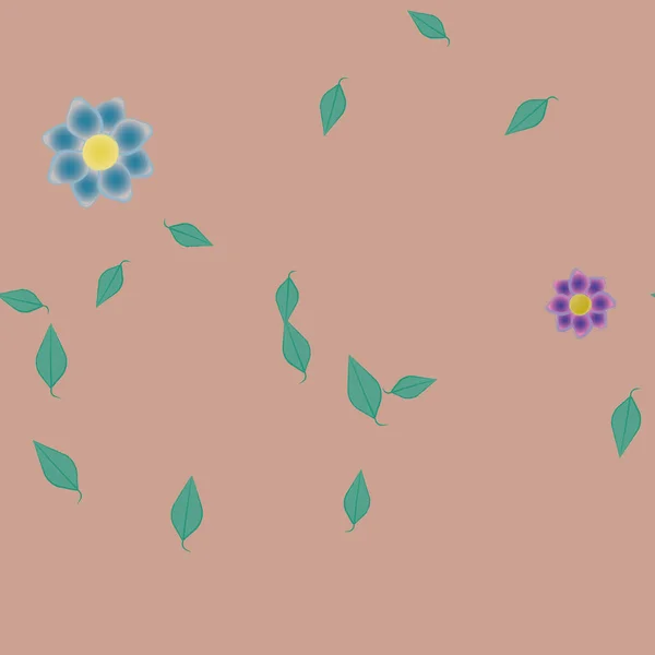 Flores Con Hojas Fondo Sin Costuras Ilustración Vectorial — Archivo Imágenes Vectoriales