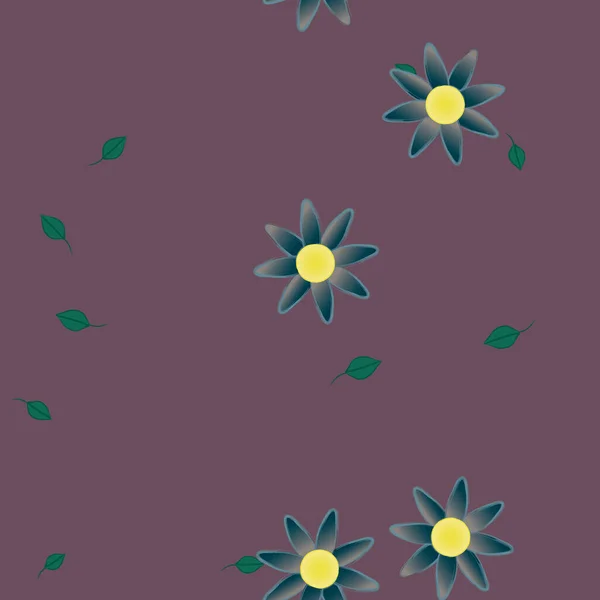 Fleurs Abstraites Avec Des Feuilles Vertes Motif Sans Couture Illustration — Image vectorielle