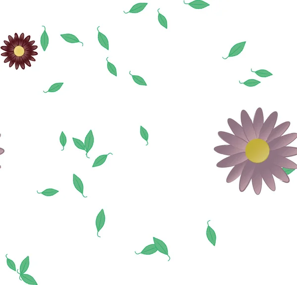 Blumen Mit Blättern Nahtloser Hintergrund Vektorillustration — Stockvektor