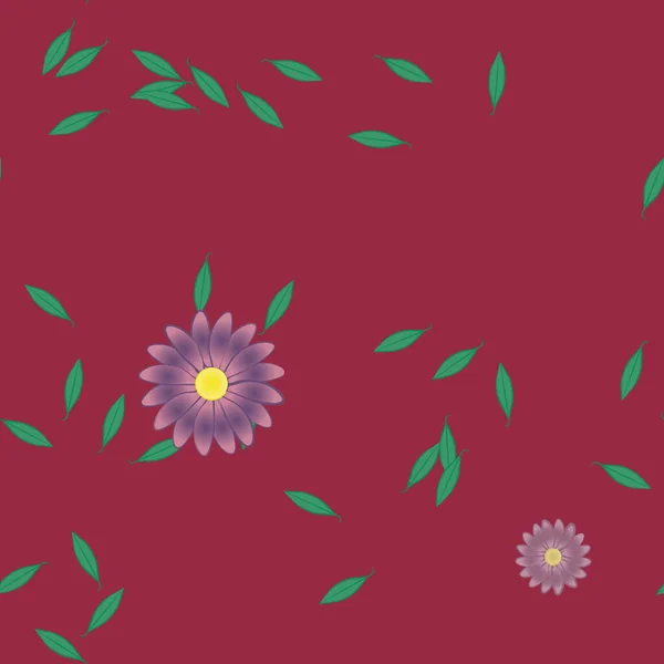 Fleurs Avec Feuilles Fond Sans Couture Illustration Vectorielle — Image vectorielle