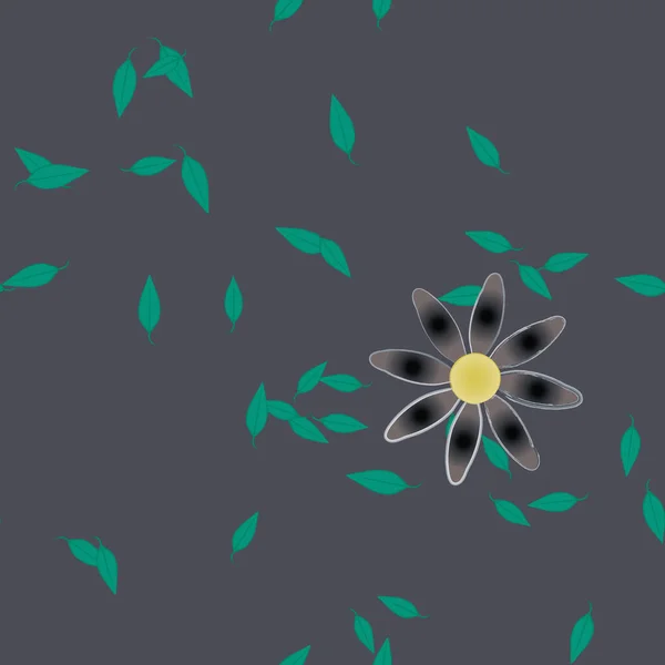 Flores Con Hojas Fondo Sin Costuras Ilustración Vectorial — Vector de stock