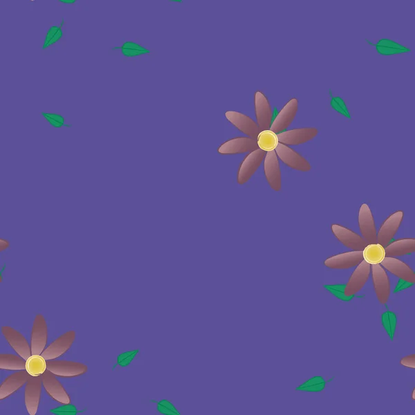 Flores Com Folhas Sem Costura Fundo Ilustração Vetorial — Vetor de Stock