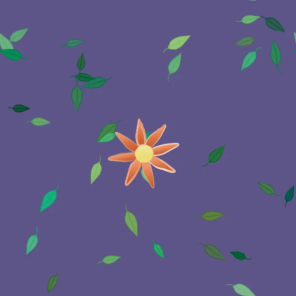 Fleurs Abstraites Avec Des Feuilles Vertes Motif Sans Couture Illustration — Image vectorielle