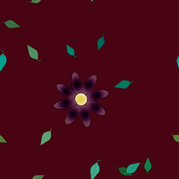 Flores Con Hojas Fondo Sin Costuras Ilustración Vectorial — Vector de stock