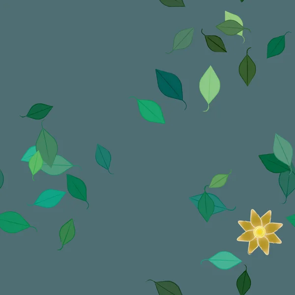 Fiori Astratti Con Foglie Verdi Modello Senza Soluzione Continuità Illustrazione — Vettoriale Stock