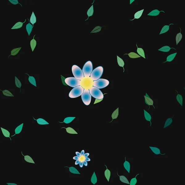 Fleurs Abstraites Avec Des Feuilles Vertes Motif Sans Couture Illustration — Image vectorielle