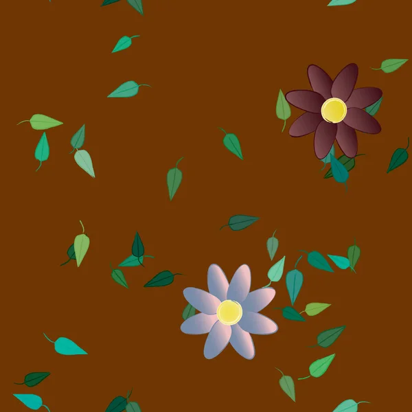 Bloemen Met Bladeren Naadloze Achtergrond Vector Illustratie — Stockvector