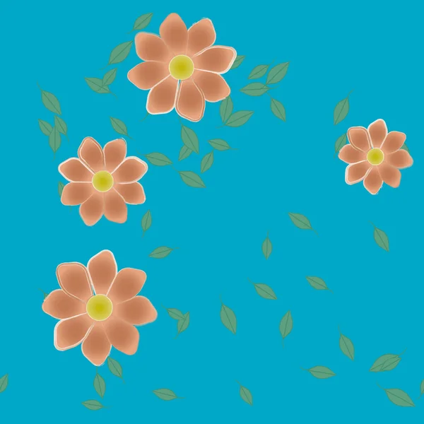 Flores Con Hojas Fondo Sin Costuras Ilustración Vectorial — Vector de stock