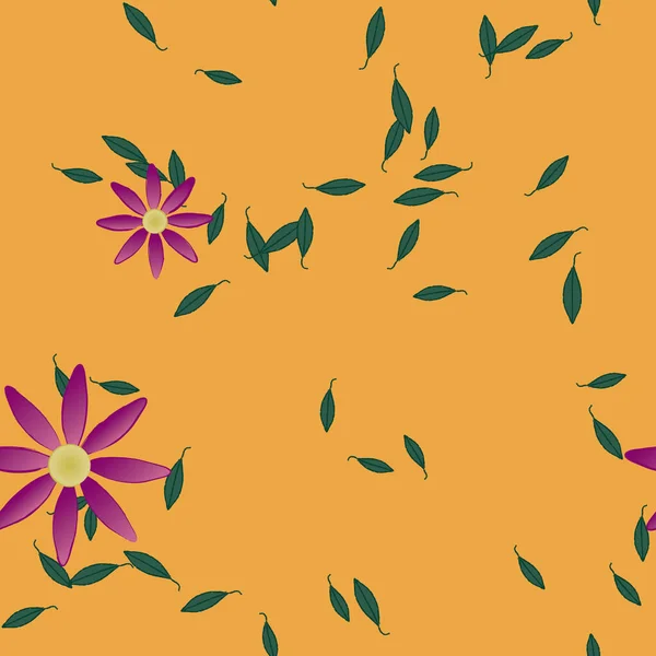 Flores Con Hojas Fondo Sin Costuras Ilustración Vectorial — Vector de stock