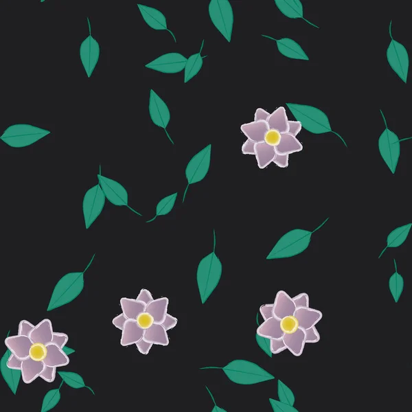 Flores Con Hojas Fondo Sin Costuras Ilustración Vectorial — Vector de stock