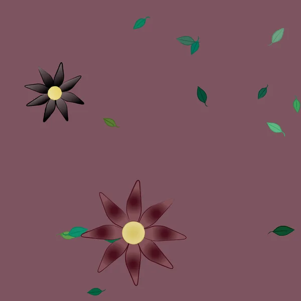 Flores Abstractas Con Hojas Verdes Patrón Sin Costura Ilustración Vectorial — Archivo Imágenes Vectoriales