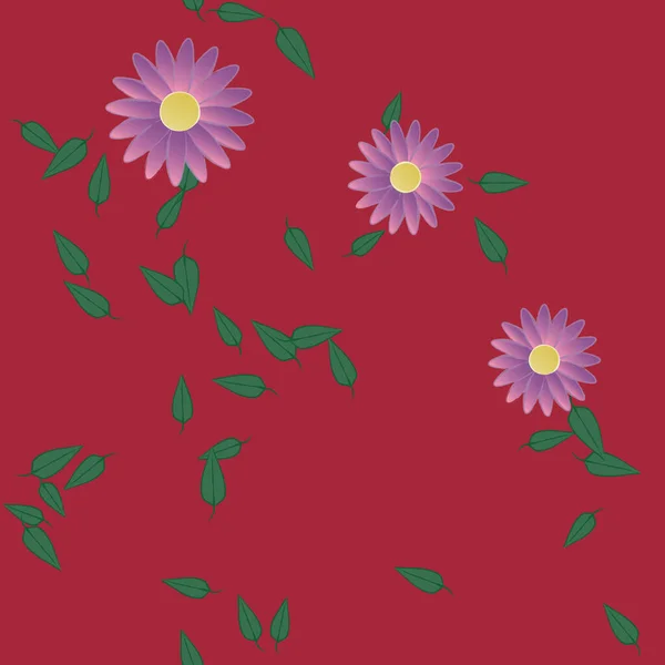 Blumen Mit Blättern Nahtloser Hintergrund Vektorillustration — Stockvektor