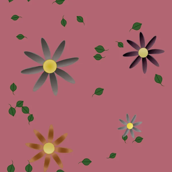 Flores Con Hojas Fondo Sin Costuras Ilustración Vectorial — Vector de stock