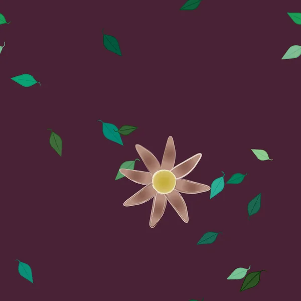 Flores Con Hojas Fondo Sin Costuras Ilustración Vectorial — Vector de stock