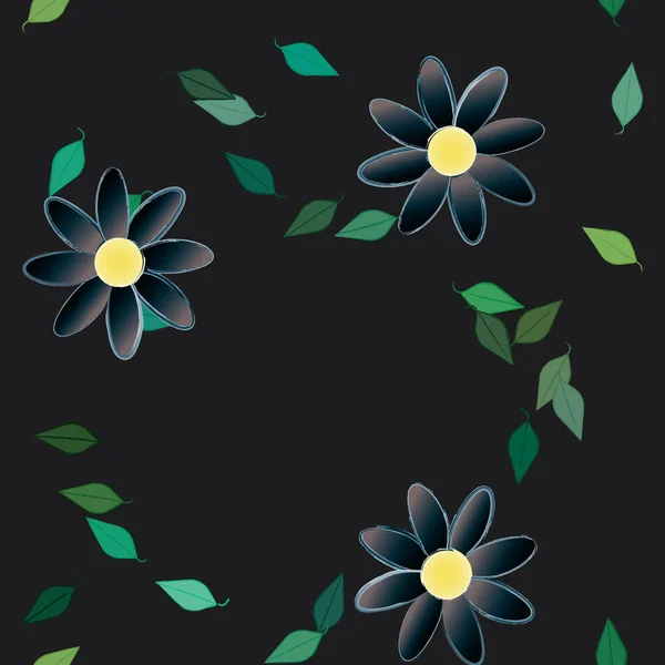 Flores Con Hojas Fondo Sin Costuras Ilustración Vectorial — Vector de stock