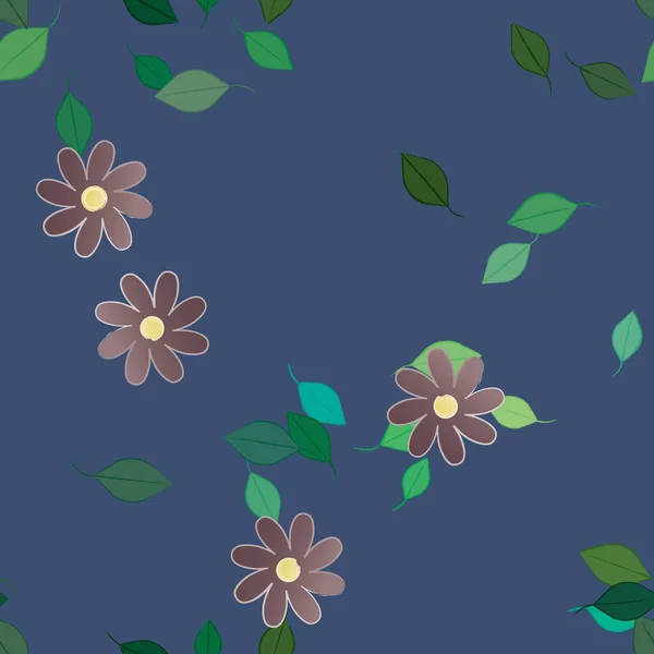 Fleurs Avec Feuilles Fond Sans Couture Illustration Vectorielle — Image vectorielle