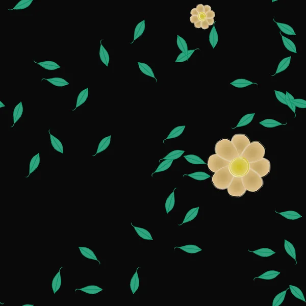 Fleurs Abstraites Avec Des Feuilles Vertes Motif Sans Couture Illustration — Image vectorielle