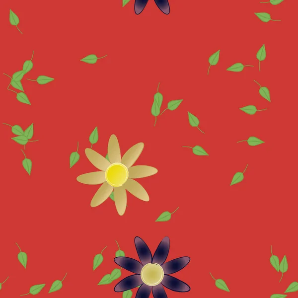 Flores Con Hojas Fondo Sin Costuras Ilustración Vectorial — Vector de stock