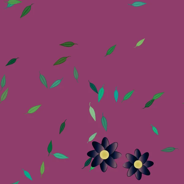 Flores Con Hojas Fondo Sin Costuras Ilustración Vectorial — Vector de stock