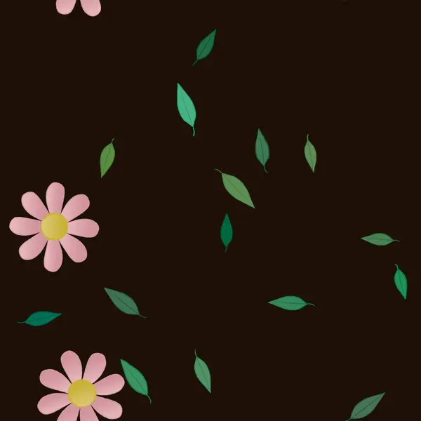 Flores Con Hojas Fondo Sin Costuras Ilustración Vectorial — Vector de stock