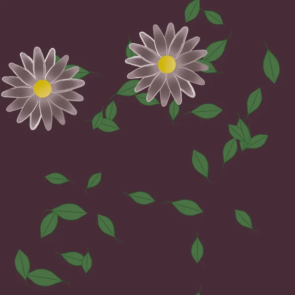 Flores Con Hojas Fondo Sin Costuras Ilustración Vectorial — Archivo Imágenes Vectoriales