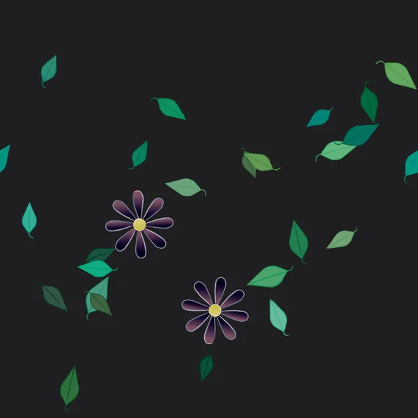 Flores Com Folhas Sem Costura Fundo Ilustração Vetorial — Vetor de Stock