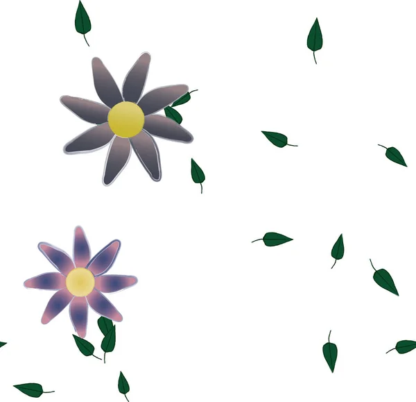 Fleurs Abstraites Avec Des Feuilles Vertes Motif Sans Couture Illustration — Image vectorielle