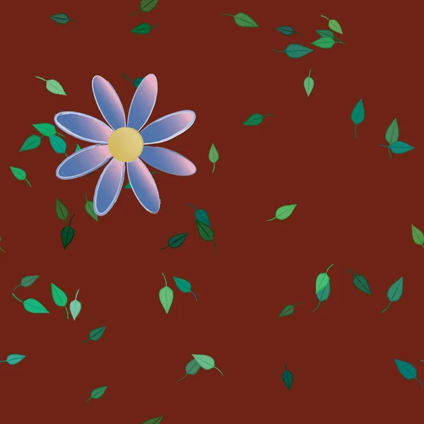 Flores Con Hojas Fondo Sin Costuras Ilustración Vectorial — Vector de stock